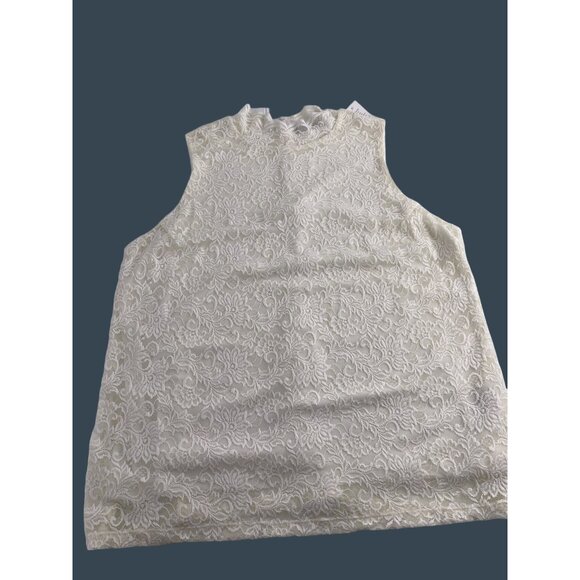 Susan Graver Women's Lace Sleeveless Blouse 2X Cream NWT - Picture 1 of 6